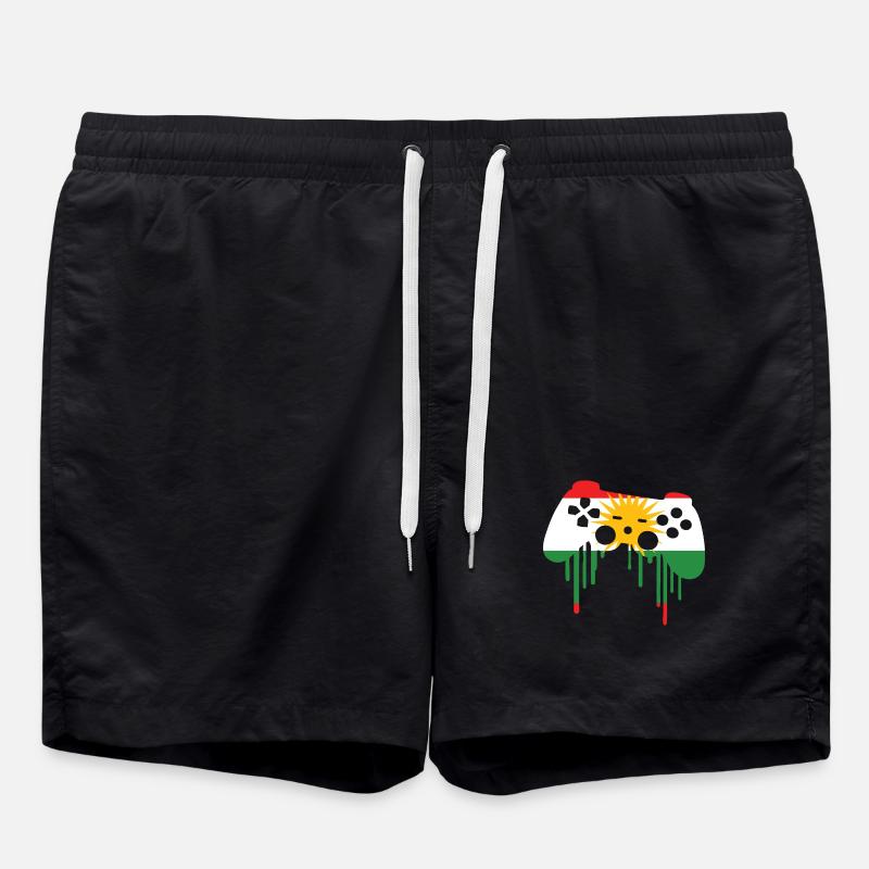Kurdish gaming flag - Swim Trunks - black
