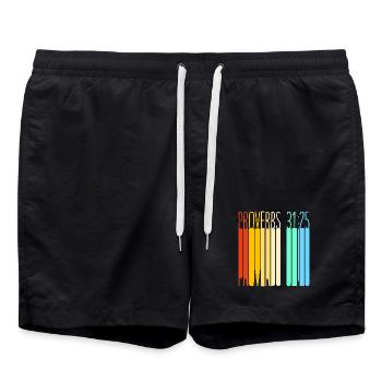 Chapter 31 Bible Proverb Jesus Christ Bible Verse - Swim Trunks - black - Front - AI Model Male 185 light (185cm)