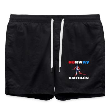 Silhouette biathlète avec drapeau norvégien  - Short de bain - noir - Devant - AI Model Male 185 light (185cm)