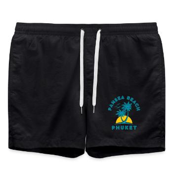 Phuket Beach Palms Sunset - Swim Trunks - black - Front - AI Model Male 185 light (185cm)