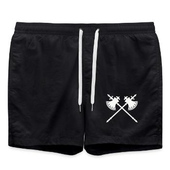 Kreuzende Kriegäxte - Badeshorts - Schwarz - Vorne - AI Model Male 185 light (185cm)