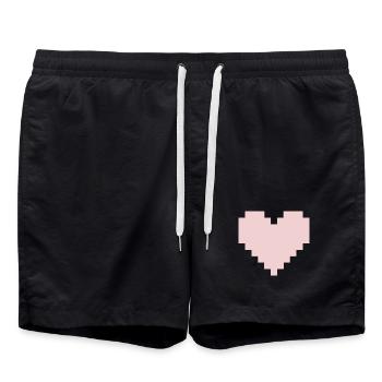 Pixel Pink Herz - Badeshorts - Schwarz - Vorne - AI Model Male 185 light (185cm)