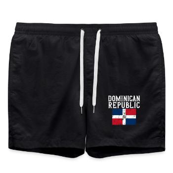 Dominican Republic Flag Souvenir - Swim Trunks - black - Front - AI Model Male 185 light (185cm)