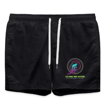 Radabenteuer: Neon Spiral - Badeshorts - Schwarz - Vorne - AI Model Male 185 light (185cm)