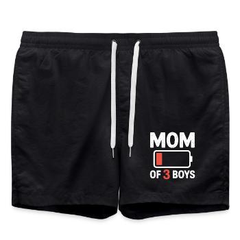 Mom of 3 Boys Battery Low - Swim Trunks - black - Front - AI Model Male 185 light (185cm)