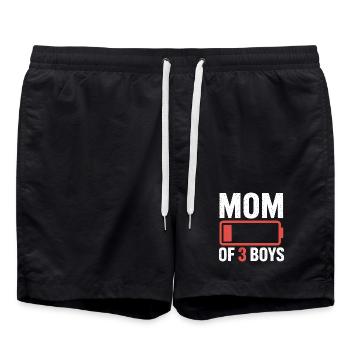 Mom of 3 Boys Battery Icon Tee - Swim Trunks - black - Front - AI Model Male 185 light (185cm)