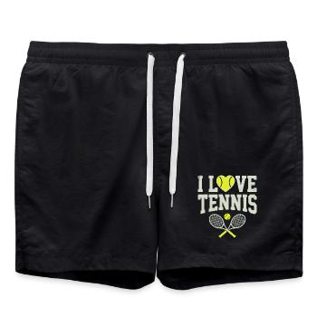 Tennis T-shirt, I Love Tennis Shirt, Hoodie, Mütze - Badeshorts - Schwarz - Vorne - AI Model Male 185 light (185cm)