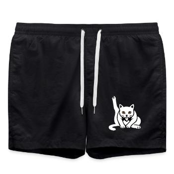 Drôle de chat chats chat amoureux chaton - Short de bain - noir - Devant - AI Model Male 185 light (185cm)