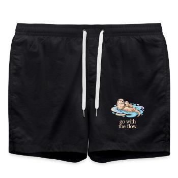 Otter-Familie, geh mit dem Strom - Badeshorts - Schwarz - Vorne - AI Model Male 185 light (185cm)