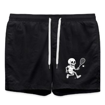 Skeleton Tennis Player Tennis Humor Design - Swim Trunks - black - Front - AI Model Male 185 light (185cm)