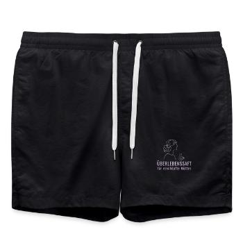Überlebenssaft für erschöpfte Mütter - Minimalisti - Badeshorts - Schwarz - Vorne - AI Model Male 185 light (185cm)