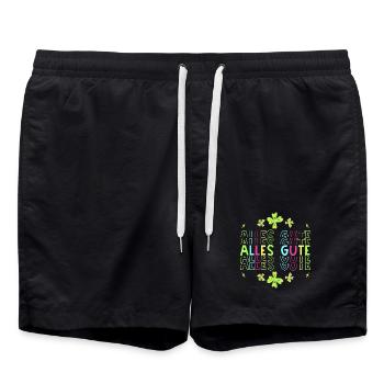 Alle Gute - Glücksbringer - Glücksklee neon - Badeshorts - Schwarz - Vorne - AI Model Male 185 light (185cm)