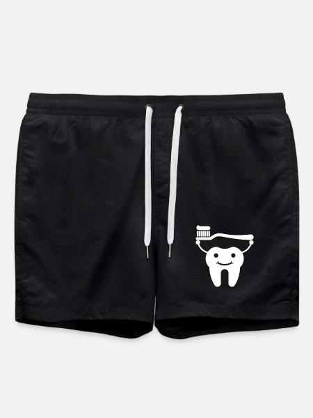 Tooth with toothbrush and toothpaste - Swim Trunks - black