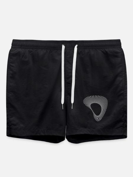 Radial Line Teardrop Abstract - Swim Trunks - black