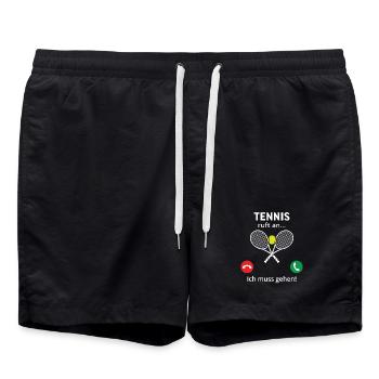 Tennis ruft an... und ich muss gehen  - Badeshorts - Schwarz - Vorne - AI Model Male 185 light (185cm)