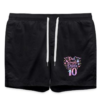 10 Year Old Birthday Girl - Swim Trunks - black - Front - AI Model Male 185 light (185cm)
