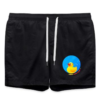 Illustration du canard en caoutchouc jaune en cercle - Short de bain - noir - Devant - AI Model Male 185 light (185cm)