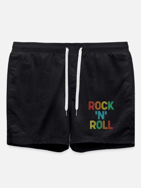 Rock'N'Roll Mehrfarbiger Retro-Neontext - Badeshorts - Schwarz