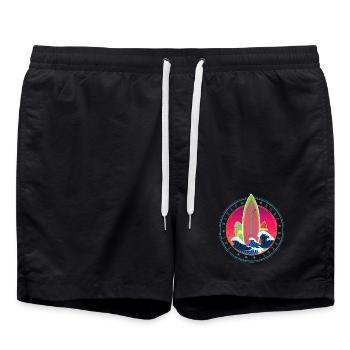 Design vintage de vagues de surf Surfing Sunset - Short de bain - noir - Devant - AI Model Male 185 light (185cm)