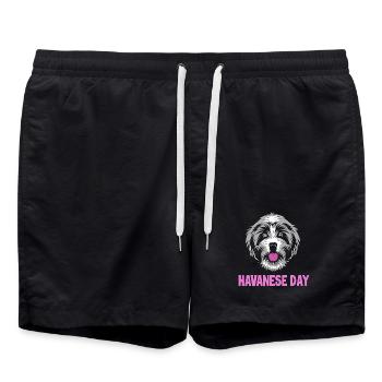 Chien bichon havanais - Short de bain - noir - Devant - AI Model Male 185 light (185cm)