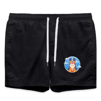 Australian Shepherd (comic) - Swim Trunks - black - Front - AI Model Male 185 light (185cm)