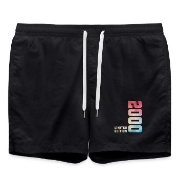 26. Geburtstag Limited Edition 2000 Jahrgang 2000 - Badeshorts - Schwarz - Vorne - AI Model Male 185 light (185cm)