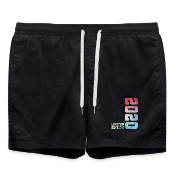 6. Geburtstag Limited Edition 2020 – Jahrgang 2020 - Badeshorts - Schwarz - Vorne - AI Model Male 185 light (185cm)