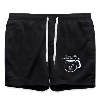 Hellblaue Katzentasse Fehler 404 Kaffee nicht gefunden - Badeshorts - Schwarz - Vorne - AI Model Male 185 light (185cm)