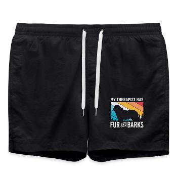 Therapiehund - Badeshorts - Schwarz - Vorne - AI Model Male 185 light (185cm)