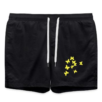 Gelbe Sommervögel - Swim Trunks - black - Front - AI Model Male 185 light (185cm)