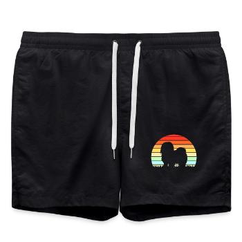 Lhasa Apso Hund - Badeshorts - Schwarz - Vorne - AI Model Male 185 light (185cm)