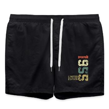 1955 Jahrgang geboren Limited Edition - Badeshorts - Schwarz - Vorne - AI Model Male 185 light (185cm)