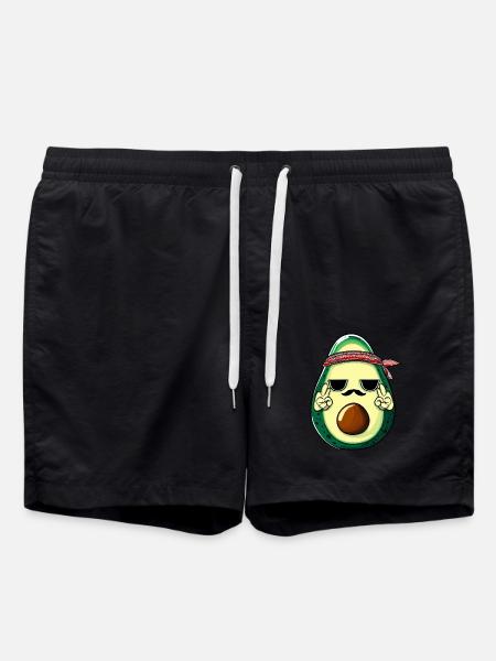 Hippie Avocado mit Bart - Badeshorts - Schwarz