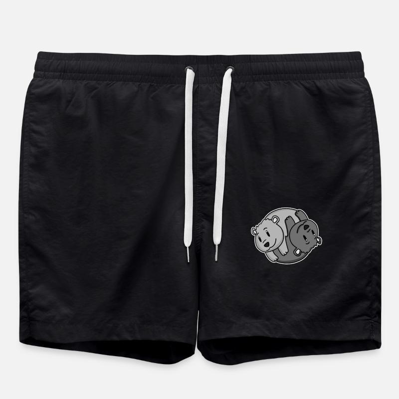 Yin Yang Bear - Swim Trunks - black