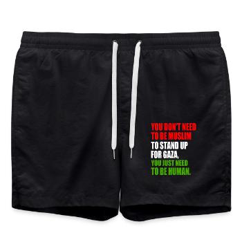 you don't need to be muslim to stand up for gaza - Swim Trunks - black - Front - AI Model Male 185 light (185cm)