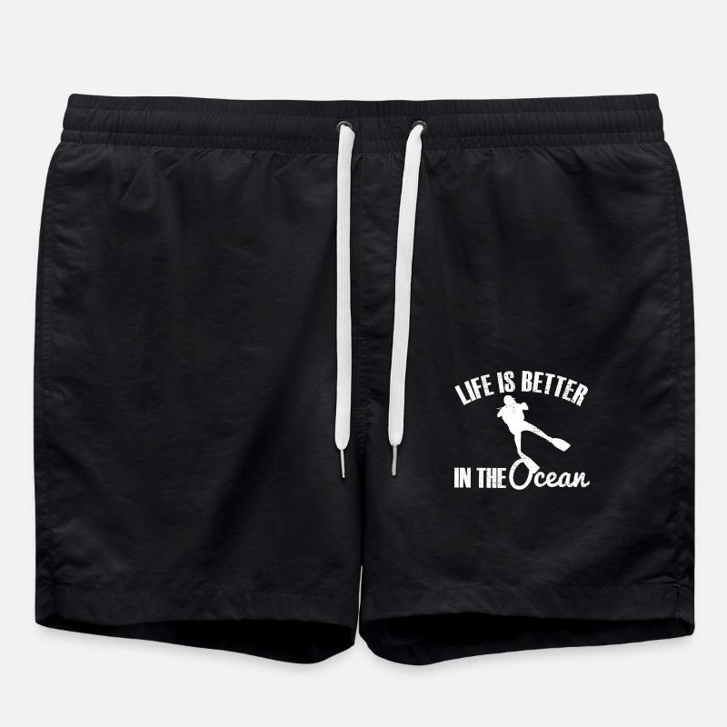 Diver diving - Swim Trunks - black