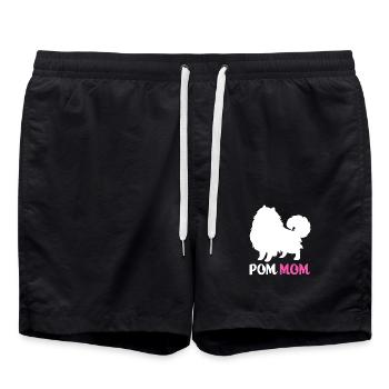 Pomeranian Zwergspitz Hund Papa - Badeshorts - Schwarz - Vorne - AI Model Male 185 light (185cm)