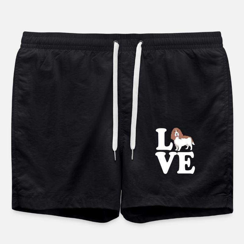 Springer Spaniel Dog - Swim Trunks - black