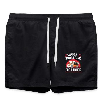 Imbiss Food Truck - Badeshorts - Schwarz - Vorne - AI Model Male 185 light (185cm)