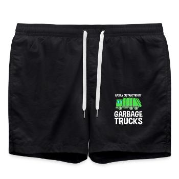 Garbage Truck Garbage Truck Garbage Man Trash Can - Swim Trunks - black - Front - AI Model Male 185 light (185cm)