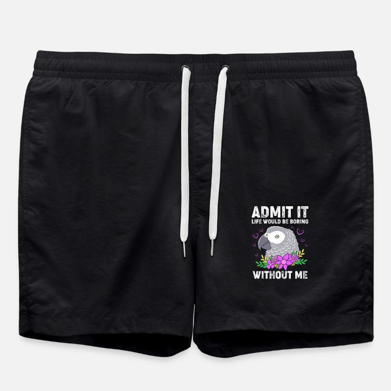 Parrot Gray Gray Parrot - Swim Trunks - black