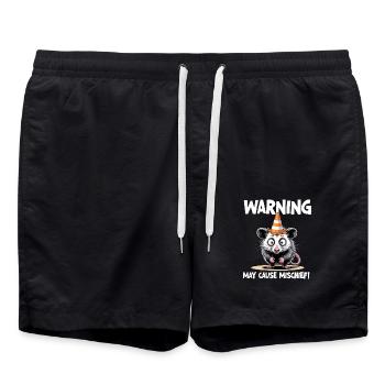 Funny Possum Warning May Cause Mischief - Swim Trunks - black - Front - AI Model Male 185 light (185cm)