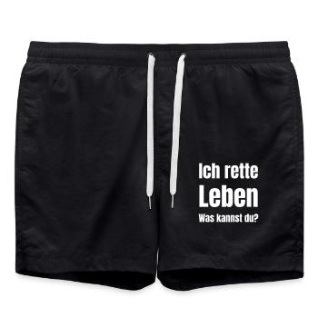 I save lives. What can you do? - Swim Trunks - black - Front - AI Model Male 185 light (185cm)
