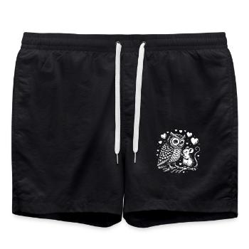 Owl and Mouse in Peace Friendship Love - Swim Trunks - black - Front - AI Model Male 185 light (185cm)