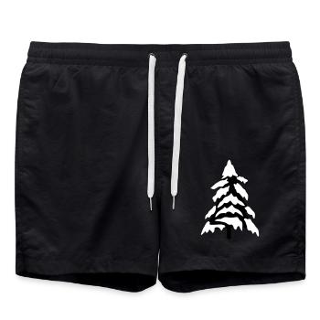 cold snow christmas tree fir tree fir stars - Swim Trunks - black - Front - AI Model Male 185 light (185cm)