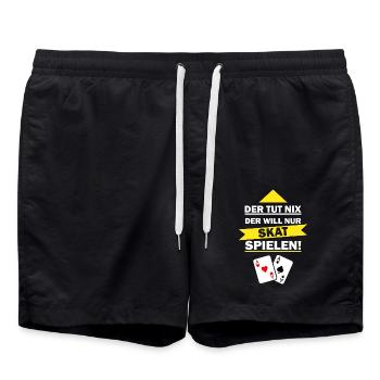 Der tut nix der will nur Skat spielen - Badeshorts - Schwarz - Vorne - AI Model Male 185 light (185cm)