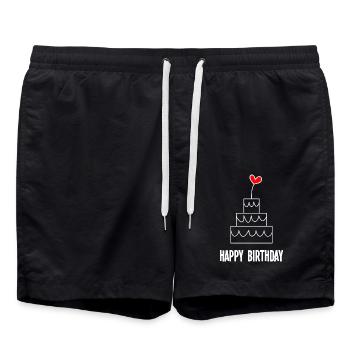 ALLES GUTE ZUM GEBURTSTAG. ALLES GUTE ZUM GEBURTSTAG. JAHRESTAG - Badeshorts - Schwarz - Vorne - AI Model Male 185 light (185cm)