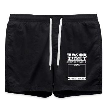 Départ Collègue De Travail Personnalisé Signé - Short de bain - noir - Devant - AI Model Male 185 light (185cm)