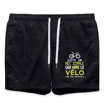 mec simple aime le vélo et apéro humour homme velo - Short de bain - noir - Devant - AI Model Male 185 light (185cm)