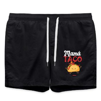 mama taco Taco Tacos mexikanisches Essen Geschenk - Badeshorts - Schwarz - Vorne - AI Model Male 185 light (185cm)